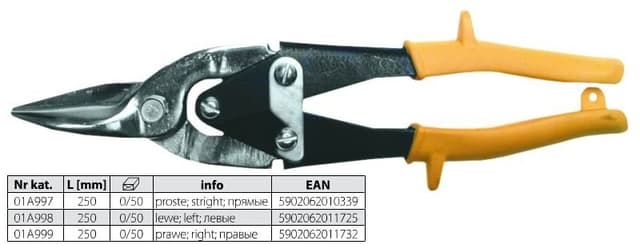 LEMEZOLLÓ TOP TOOLS 01A997 250 MM ÁTT.