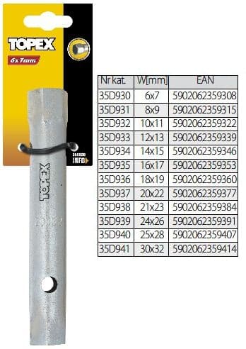 CSŐKULCS TOPEX 35D937 20X22 MM