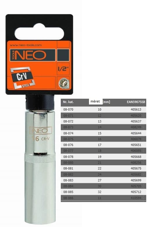 DUGÓKULCS NEO 08-085 32MM 1/2˝HOSZ.12P