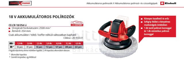 Einhell CE-CB 18/254 Li - Solo akkus polírozó (2093301)